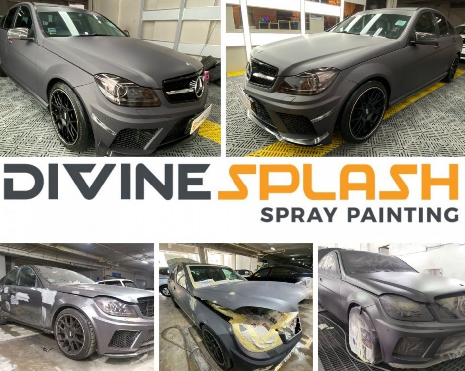 Divine Splash divinesplash.com car spray painting Matt grey merc car spray merc.jpg