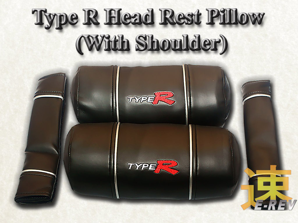 Type R Head Rest Pillow & Safety Belt Cover (Synthetic Leather)