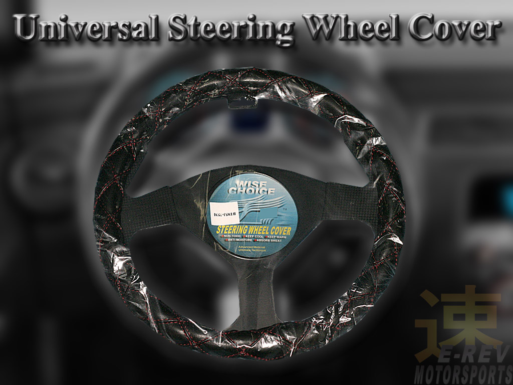 Steering Wheel Cover (Black With Full Red Lining)