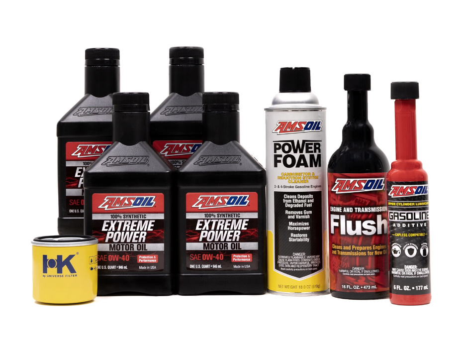 AMSOIL Extreme Power 0W40 Synthetic Motor Oil Vehicle Servicing Package (4 Bottles)