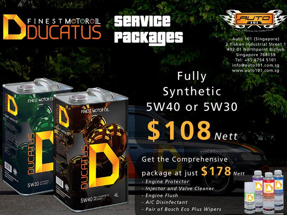 Ducatus 5W40 Fully-Synthetic API: SN/CF Car Servicing Package