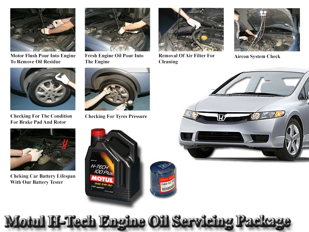Honda Civic FD Motul H-Tech 100 10W40 Engine Oil Servicing