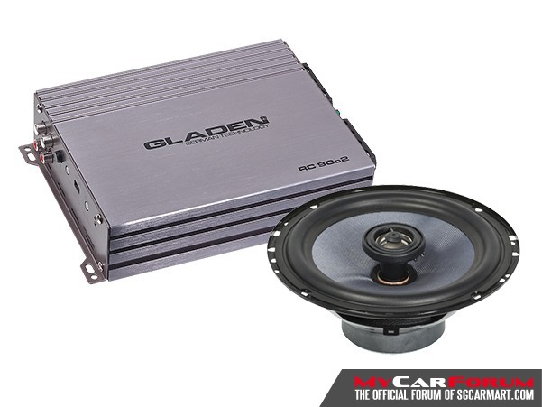 Gladen RC 90.C2 2-Channel Amplifier With Gladen Alpha 165 Coaxial Speakers