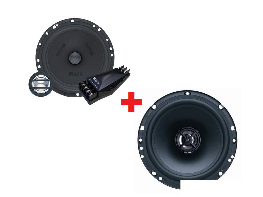 German Maestro AC 6511 2 Way Coaxial Speakers With CS 6508 IV 2 Way Component Speakers & OEM Sound System Plug & Play
